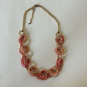 J CREW Peach / Coral & Gold Necklace with gold chain